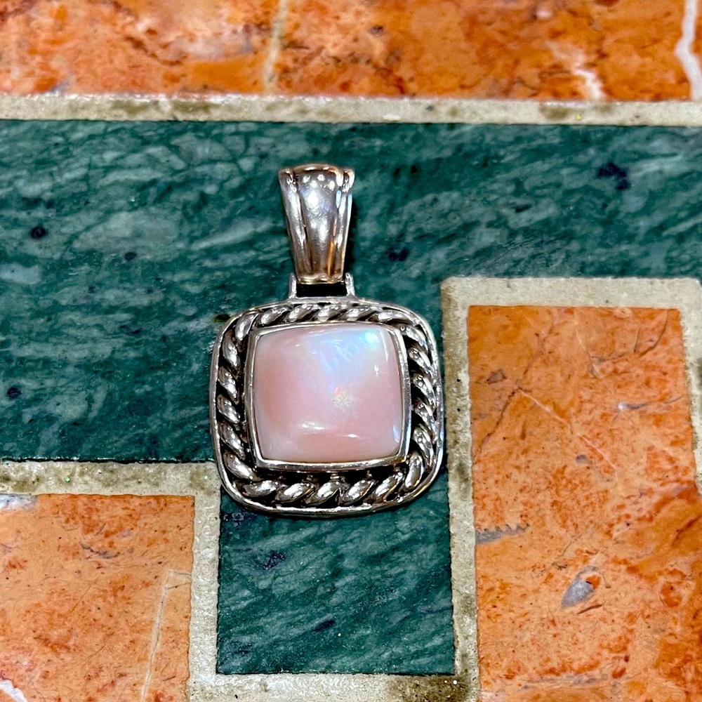 Sterling silver and pink mother of Pearl slide